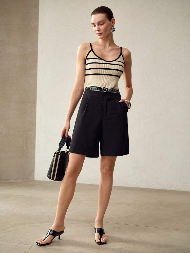 WOMEN'S SUMMER STRIPED GEO KNIT CAMISOLE TOP, CASUAL & VERSATILE