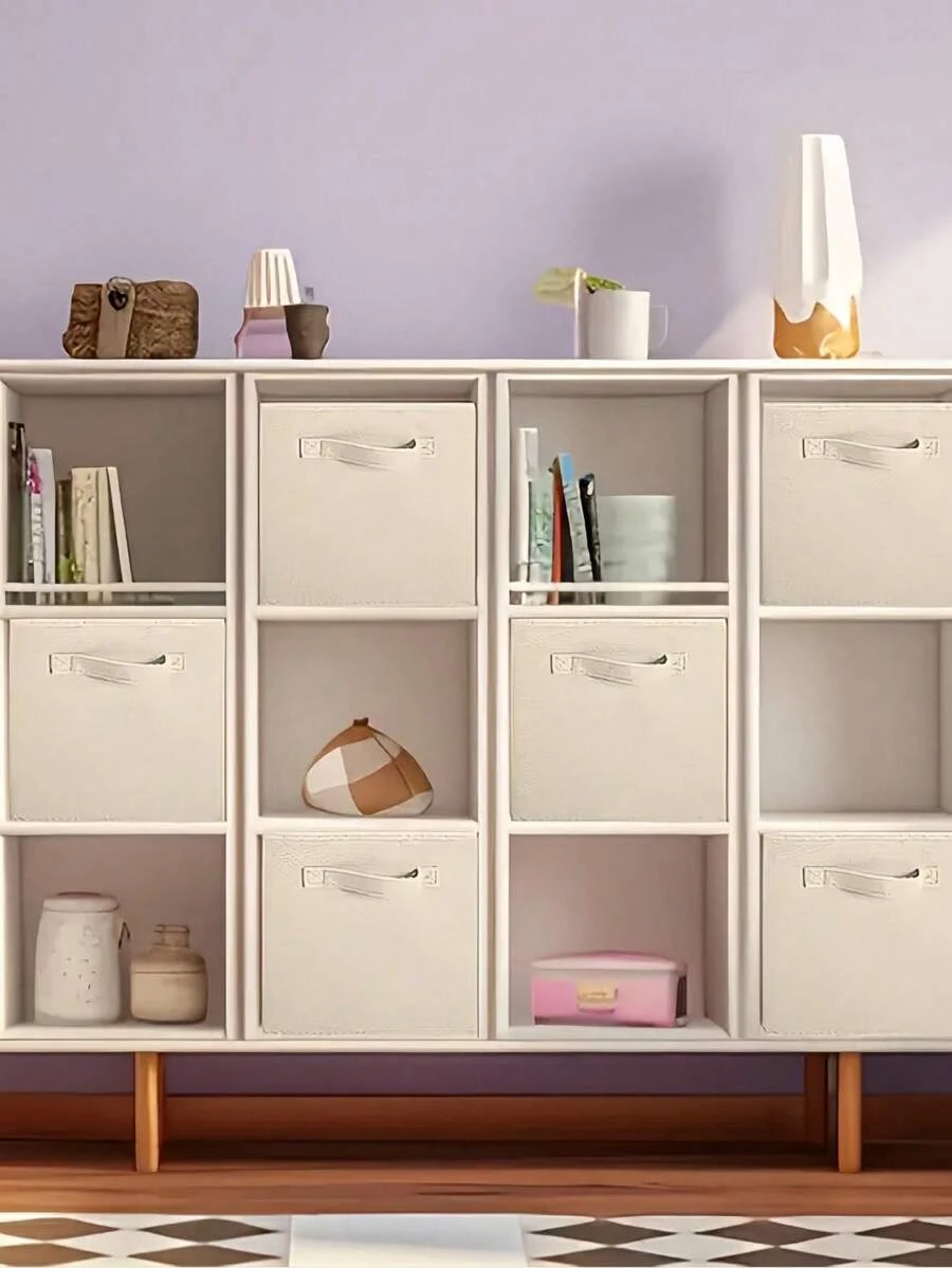 Hộp đựng đồ hình vuông, làm bằng vải không dệt, nhiều màu sắc, có nắp tháo rời, có thể gấp gọn, dùng để cất giữ và sắp xếp quần áo, một vật dụng lưu trữ đa năng tuyệt vời. - Nhiều màu - Xem 1