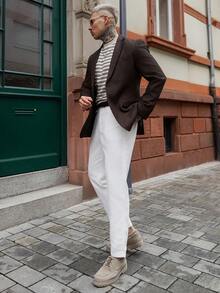 Artur Kramer Men's Solid Color Pocket Straight-Leg Casual Work Pants - White - View 6