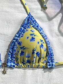 Swim Mod Bộ bikini hai mảnh hở lưng họa tiết hoa kẻ caro Pháp mới dành cho nữ, thích hợp mặc mùa xuân/hè, kiểu dáng dễ thương. - Nhiều màu - Xem 12