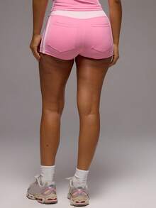 Musera Sport Quần short siêu ngắn năng động, phối màu tương phản, thích hợp cho tập luyện thể thao, tập gym, pilates, thể dục, hàng ngày, nữ tính, thoải mái, mùa hè. - Màu Hồng Tươi - Xem 5