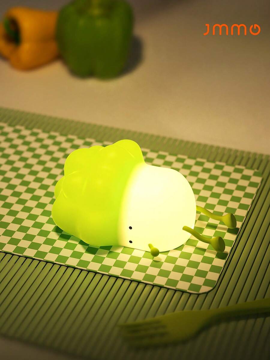 JMMO Cabbage Shape Night Light, Cute Lamp, Table Lamp, Dimmable, USB Rechargeable, Nursing Light, Bedside Night Light, Green - Green - View 1