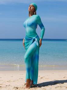 Swim Shayni Women's Ombre Burkini Set For Beach Vacation - Multicolor - View 3