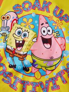 SpongeBob SquarePants | SHEIN 1件可爱卡通印花宠物背心，猫狗通用，尺码从XXS到XXXXXL（XS到XL），海绵材质，吸收正能量，活泼可爱 - 黃色 - 查看 5