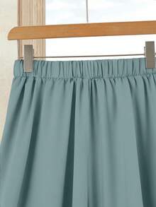 Rusticease 热带树叶印花上衣+纯绿色中长裙套装，女士夏季服装，夏季中长裙套装，中长裙上衣套装，女士中长裙上衣套装，印花中长裙套装 - 彩色 - 查看 3