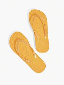 Grefit 复古压纹编织人字拖，女款ins风，复古风，极简风，甜美酷感风，波西米亚风，Y2K风，辣妹风，压纹图案软底拖鞋，长时间行走不累，易于清洁，不闷脚，不磨脚，轻便时尚，通勤、校园、暑假海滩/日常出行/闺蜜约会舒适凉鞋沙滩装扮人字拖 - 熱帶金 - 查看 2