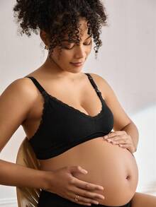 BloomMama Maternity Contrast Lace Comfortable Wire-Free Bra - Multicolor - View 6