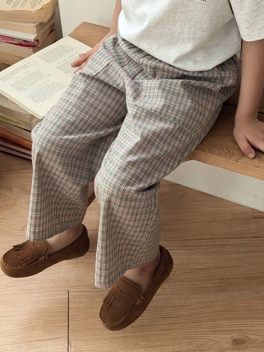 DAZY Quần kẻ caro thường ngày cho bé trai - màu xanh lá - Xem 1