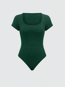 Olithes 素色T恤連體衣和束腰長褲 - 墨綠色 - 查看 4