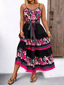 Breezaya Rochie tip camisol elegantă, cu talie înaltă, stil casual, mărime mare, pentru femei, primăvară/vară - Multicolor - Vizualizare 4
