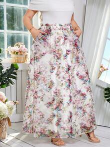 Reflora 大码女式碎花优雅半身裙，适合度假穿着 - 彩色 - 查看 7