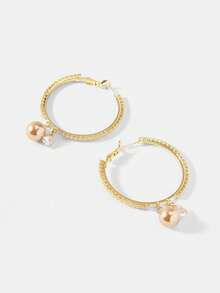 MOTF PREMIUM CROSS PEARL EARRINGS EUROPEAN AND AMERICAN RETRO ELEGANT TEMPERAMENT EARRINGS LIGHT LUXURY EARRINGS - Gold - View 1