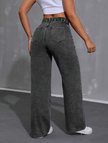 SHEIN Jeans rectos y sueltos de talla grande, uso versátil para el día a día - Gris - Ver 5