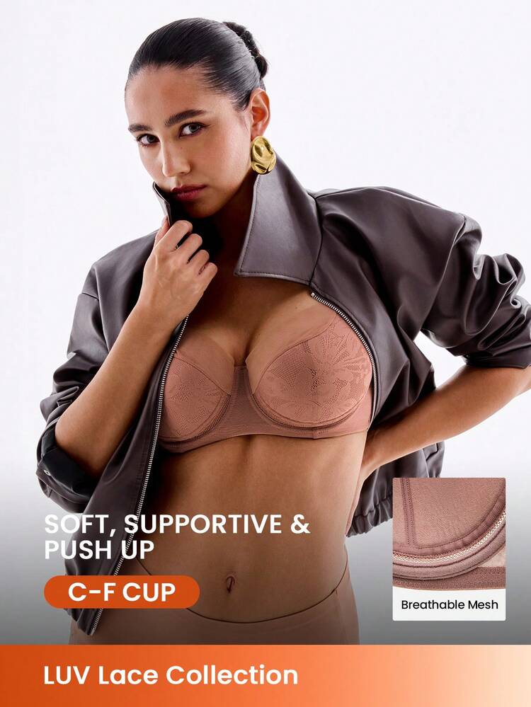 Lightly Lined Mesh Lace Support Bra