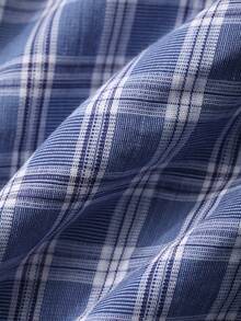 DAZY Áo sơ mi nữ tay dài kẻ caro cổ bẻ kiểu Hàn Quốc, kiểu dáng thường ngày. - Màu xanh lam - Xem 10