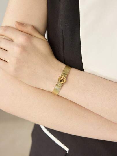 MOTF PREMIUM PRE18K GOLD PLATED SIMPLE PERSONALIZED WATCH CHAIN BRACELET