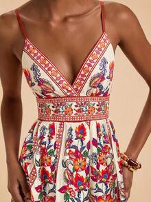 Travachic 春夏度假雪纺印花吊带迷你连衣裙（女款） - 彩色 - 查看 6