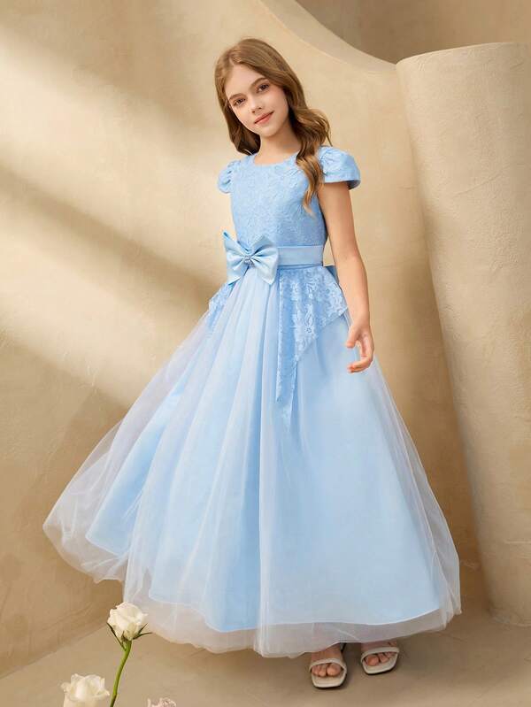 Girls' Luxury Niche High-End Hostess Birthday Performance Dress, Piano Recital Runway Princess Gown, Elegant Tulle Maxi Dress