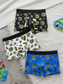 TEENAGE MUTANT NINJA TURTLES | SHEIN Quần lót nam in hình hoạt hình, kiểu dáng thường ngày. - Đen và trắng - Xem 1