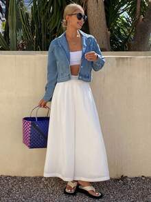 DAZY Women's Turndown Collar Short Casual Denim Jacket And Coat - Medium Wash - View 5