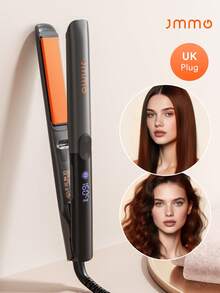 JMMO 美发 | 二合一直发器/卷发器，8档温度可调，360°负离子气流造型器，快速拉直，水基陶瓷涂层令秀发亮泽，适用于所有发质，美发工具 - 英式插头 - 灰色 - 查看 2