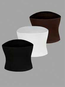 3pcs/set Ladies' Solid Color Strapless Top - Multicolor - View 2