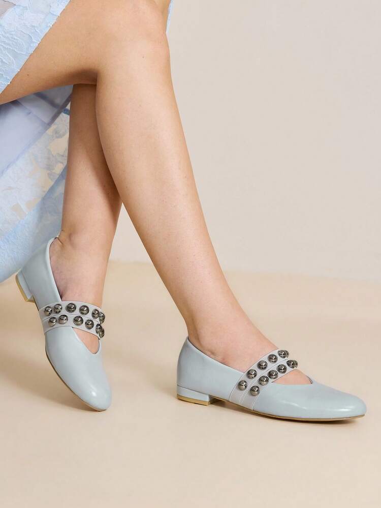 WOMEN ROUND TOE BALLET FLATS, ELASTIC PEARL DECOR CASUAL COMFY ELEGANT FASHIONABLE SHOES, SUITABLE FOR SPRING, SUMMER, AUTUMN