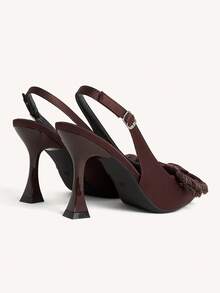 CUCCOO CHICEST 女士尖头高跟鞋，9厘米，优雅细高跟，棕色，职业鞋，后跟带设计，方便穿脱，可爱大蝴蝶结搭扣，黑色高跟鞋，时尚华丽性感，适合日常/派对/夜店/舞会/宴会/情人节约会等场合穿着。 - 棕色. - 查看 6