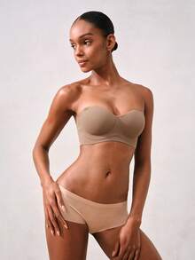 1pc Women's Bra With 3-Row Hook & Removable Straps - Coffee Brown - View 8