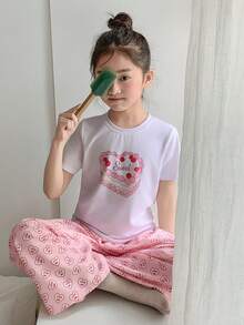 DAZY Tween Girls' Letter Print Short Sleeve T-Shirt And Pants Loungewear Set Summer - White - View 7