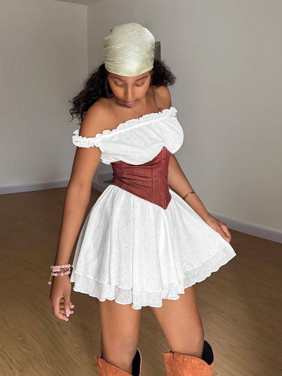 StreetHx 时尚白色束腰休闲连衣裙（女款） - 彩色 - 查看 1