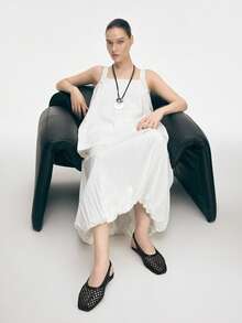 Mnmlis Women's New Fashion Woven Hollow Slip-On Flat Square Toe Loafers - Black - View 8