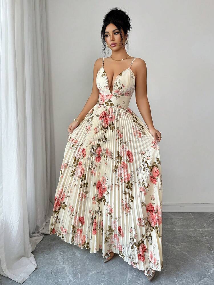 Rafferiza Vestido elegante y sexy de mujer con estampado y volantes - Multicolor - Añade 5