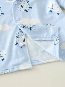 2pcs/Set Baby Boy/Girl Cute Cartoon Print Knit Casual Short Sleeve Pajama Set, Summer - Multicolor - View 5
