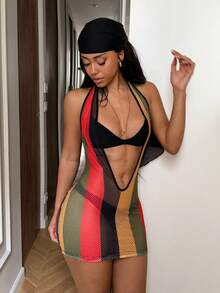 StreetHx 女士时尚多色钩针编织背心连衣裙 - 彩色 - 查看 3