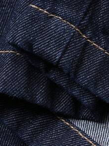 女士休闲度假风牛仔吊带背心和阔腿裤套装 - 深色水洗藍 - 查看 7