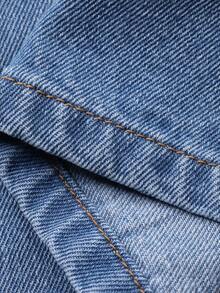 DAZY Women's Casual Washed White Puff Sleeve Shirt And Wide Leg Jeans Set, Spring/Summer - Medium Wash - View 10