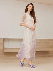 MOTF PREMIUM WOMEN'S FASHIONABLE ELEGANT COMFORTABLE ROSE FLOWER SLIDE-ON HIGH HEEL SANDALS, SUITABLE FOR DATES AND VALENTINE'S DAY SPRING SHOES - Mauve Purple - View 3