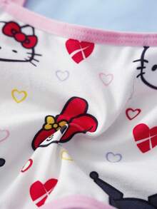 HELLO KITTY AND FRIENDS | SHEIN 少女卡通印花休闲日常吊带背心 - 黑色 - 查看 8