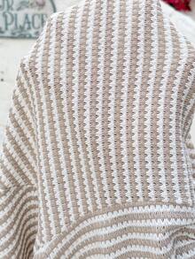 SHEIN Maternity Casual Striped Off-Shoulder T-Shirt - White - View 7