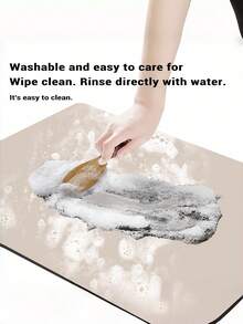 1 件装超强吸水防滑速干纯色厨房沥水垫，适用于水槽边，秋冬圣诞风格，卫生家居装饰厨房垫，沥水垫，吸水垫 - 卡其色 - 查看 4