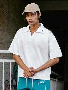 PAVTROS Camisa polo con textura de rombo y espiga de trigo, marca TK, en ropa urbana, adecuada para uso diario, regalo del Día de San Valentín, para el hogar, festival de música al aire libre, salir con amigos, regalo para niños, regalo para novio/esposo, regalo de aniversario - Blanco - Ver 4