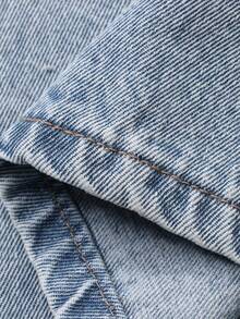 DAZY Pantalones rectos de cintura regular con bolsillos en diagonal, sueltos y casuales, estilo Y2K para mujeres - Lavado ligero - Ver 8