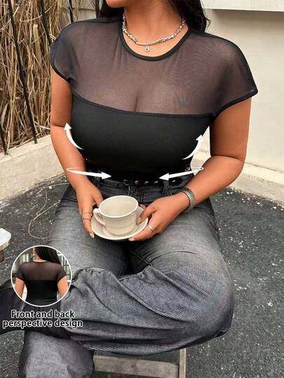 Easura Plus Size Women Casual Minimalist Daily Wear Elastic Knit Top