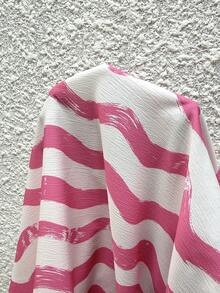 EMERY ROSE 大码女式夏季休闲粉白条纹口袋连衣裙 - 彩色 - 查看 7