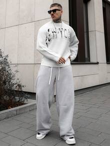 Artur Kramer Men's Solid Color Drawstring Waist Pocket Casual Loose Fit Sweatpants Grey Sweatpants Baggy Sweatpants Grey Joggers Men Pro Club Sweat Pants Long Pants Sweat Pants Man Grey Baggy Sweatpants,Baggy Pants,Track Pants,Jogging,Baggy - Grey - View 1