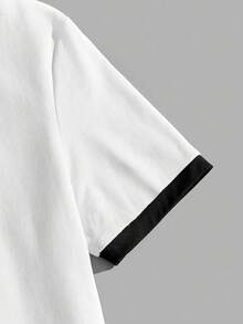 Manfinity Joysei 男士圆领撞色滚边海星贝壳印花休闲日常短袖T恤 - 黑與白 - 查看 6