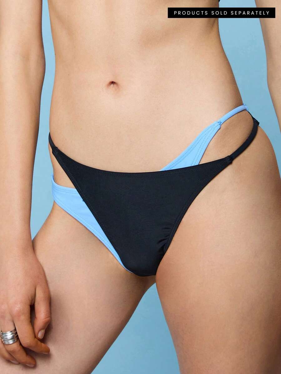 COUREZ Quần bikini hai lớp / Phong cách Y2K mùa hè dành cho nữ, bikini nhiều màu sắc dễ thương, gợi cảm, đồ bơi đi biển, quần bikini mùa hè, đồ đi chơi, đồ bơi nữ. - Xám - Xem 1