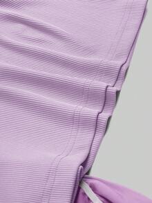 Aveloria Rosie One Shoulder Ruffle Trim Crop Top Holiday Party Clothes Cute Funny Shirts  - Mauve Purple - View 3