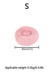 1 pieza Cama redonda de peluche para mascotas, cojín de sueño suave y cálido adecuado para gatos y perros pequeños/medianos, cama para perros y gatos para todas las estaciones - Rosa - Ver 7